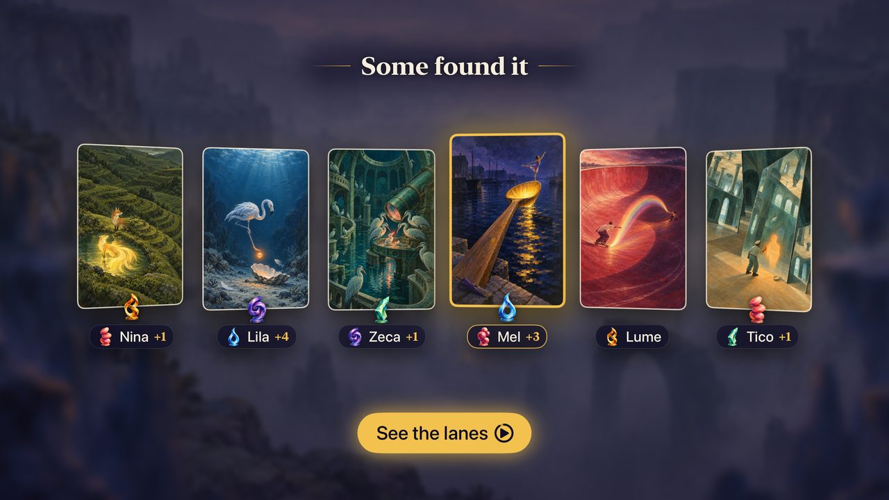 The cards revealed, with the votes